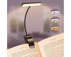 Sander Shop Leeslamp Boekenklem, USB C Oplaadbare Boeklamp met 19 LEDs, 3 Kleurtemperatuurmodi, Lange Looptijd, 360° Flexibel Traploze Helderheid Klemlamp voor Nachtlezen in Bed