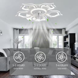 Plafondventilator Met Licht - Kroonluchter Ventilator - Verkoeling en Verlichting - Bloemvormig Design - 65CM - Zwart — thumbnail 3