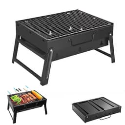 BBQ-grill - Houtskoolbarbecue - Draagbare BBQ-grill - Opvouwbare BBQ-grill - Buitenbarbecue - Houtskoolrek met lade - 43x22x29cm - Geschikt voor 3-5 personen - Met handvat - Geschikt voor picknicks, tuinen, terrassen, kamperen en reizen - Zwart — thumbnail 1