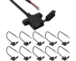 10 Stuks USB Aansluitingen, 2-Pins Draad, Solderbare USB Pigtail Kabel met Stofkap voor DIY Projecten en Vervangingen van USB Apparaten