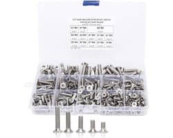 Countersunk schroeven set van 260 stuks, roestvrij staal M4 M5 M6 met zeskantige inbus voor elektronica en DIY-projecten