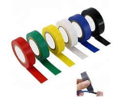 Set van 6 Kleurige Isolatietape, 16mm x 15m, Waterdichte en Hittebestendige Tape voor Kabelbescherming, Bundelen en Reparatie