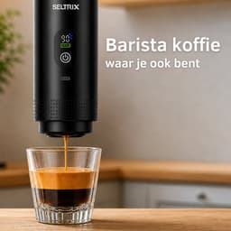 Draagbare Koffiemachine - 20 Bar - Espressomaker voor Onderweg - Inclusief Beschermhoes - 150 ml - 7500 mAh Oplaadbaar - Draagbaar koffiezetapparaat - Cups & Gemalen Koffie - Camping & Reizen - Espresso & Lungo - Seltrix - Zwart — thumbnail 3