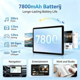 11 inch Tablet - Android 16 Tablets - 128GB - 5G Wi-Fi - 7800mAh - Zwart — thumbnail 5