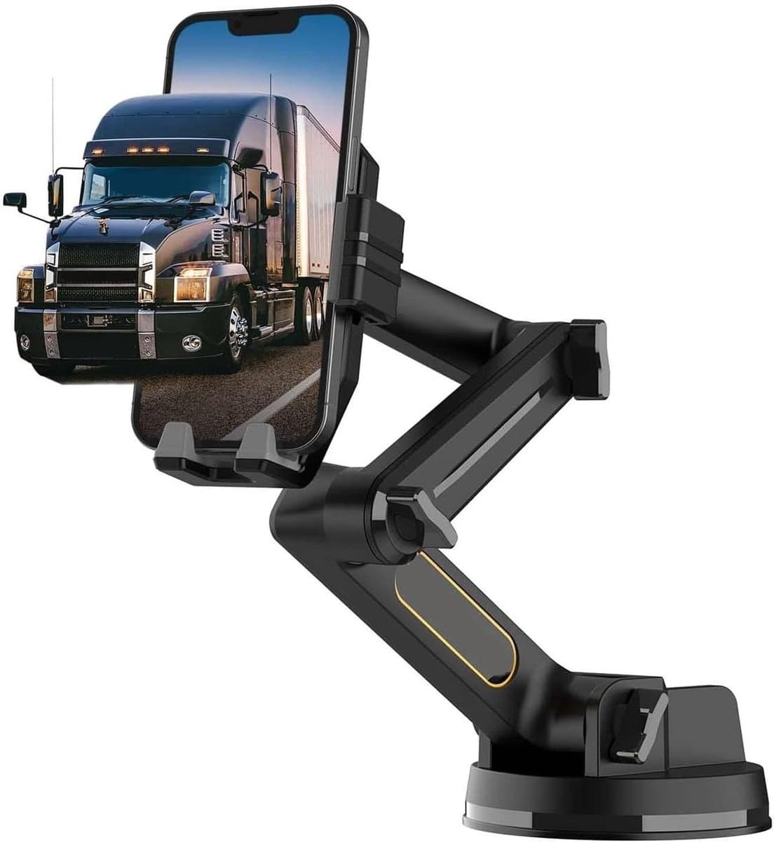 Robuuste telefoonhouder voor vrachtwagens met 16,9 inch lange arm, 360 graden draaibaar en sterke zuignap voor dashboard en voorruit — afbeelding 1