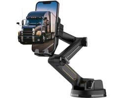 Robuuste telefoonhouder voor vrachtwagens met 16,9 inch lange arm, 360 graden draaibaar en sterke zuignap voor dashboard en voorruit