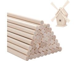 50 Stuks Houten Stokken 30cm x 6mm, Onbehandelde Buchen Hout Craft Sticks voor Creatieve Projecten, Ideaal voor Knutselen en Modelbouw