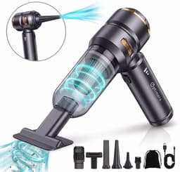 OPTIMERA® 2-in-1 Auto Stofzuiger - Zuigen & Blazen - Kruimeldief - 7 Opzetstukken - Oplaadbaar - Handstofzuiger - Air Duster - Zwart — thumbnail 1