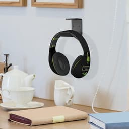 Premium Wandmontage Hoofdtelefoonhouders met Kabelbeheer - Stevige en Ruimtebesparende Oplossing voor Draadloze en Bedrade Hoofdtelefoons - Zwart en Duurzaam — thumbnail 4