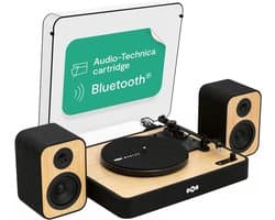 House of Marley Revolution Bluetooth Platenspeler met Passieve Boekenplank Speakers - LP Speler - Auto-stop - Ingebouwde Stofkap - Audio Technica Element - Vinyl - Gemaakt van Duurzame Materialen - Hout