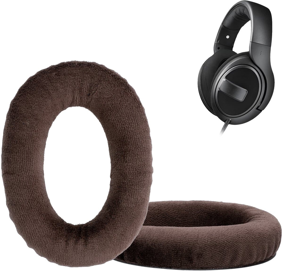 kwmobile 2x fluwelen oorkussens geschikt voor Sennheiser HD 559 / 569 / 599 koptelefoons - Kussens voor over-ear-koptelefoon in bruin — afbeelding 1
