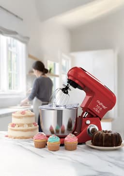 Cheffinger Keukenmixer - Rood - 6.5L Mengkom - Keukenrobot - 3 Accessoires - Keukenmachine - 1600W — thumbnail 2