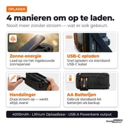 NoodNieuws Noodradio – AM/FM/SW – Zonnepaneel – 4000mAh Powerbank — thumbnail 5