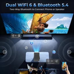 4K Smart Projector - Buitenbeamer - Home Theater - Android 14 - Wifi 6 - Bluetooth 5.4 - Native Full HD 1080P - Autofocus - Auto Keystone Correctie - 2000 ANSI Lumen - 180° Draaibaar - Geschikt voor Films, Gaming en Presentaties — thumbnail 2