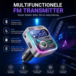 Almotivo Bluetooth Transmitter Auto - FM Zender Auto - Bluetooth Receiver - Bluetooth Ontvanger - AUX Adapter - Handsfree Bellen - USB-C PD 30W + QC3.0 18W - Bluetooth 5.3 — thumbnail 2