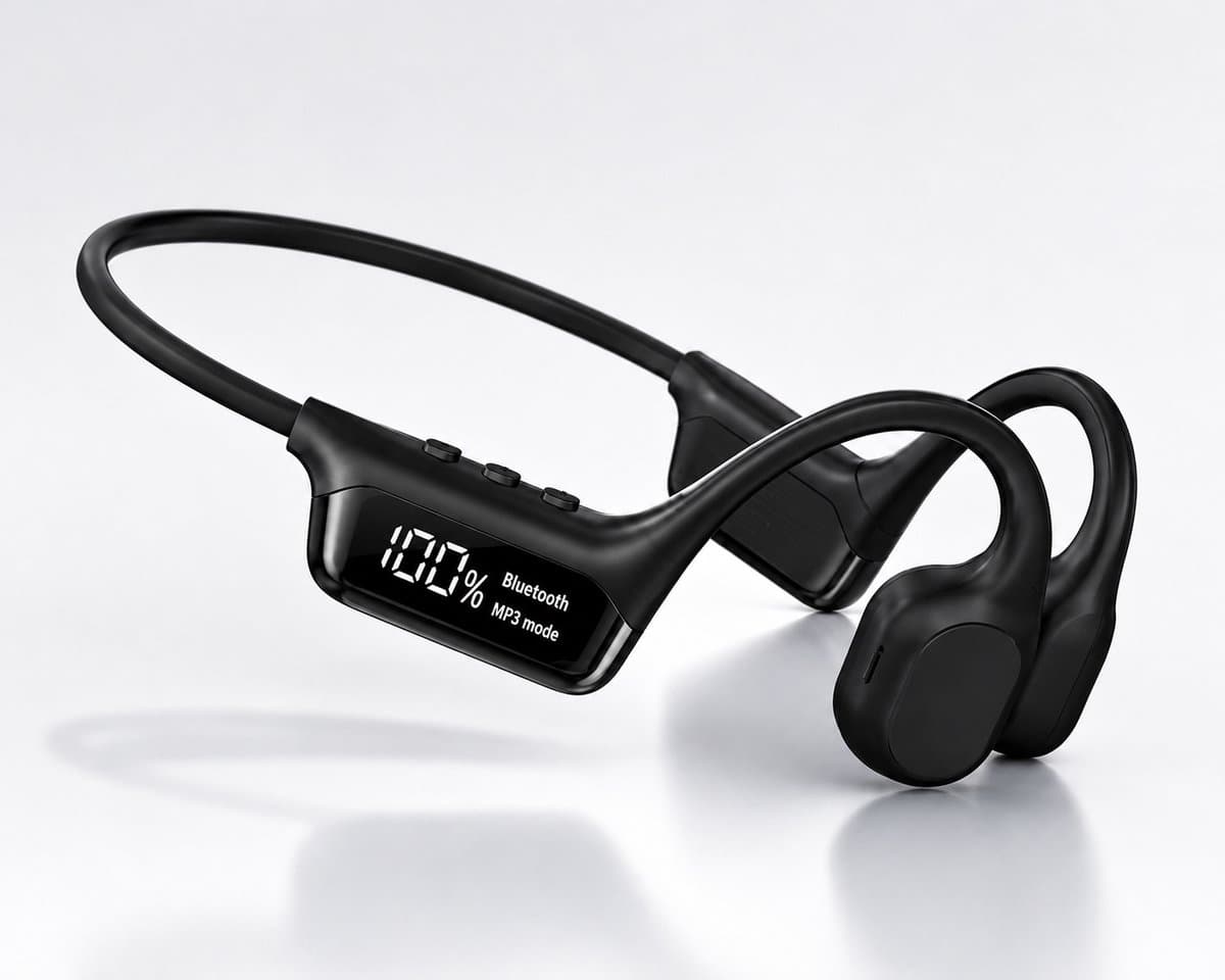 Bone Conduction Koptelefoon – Bluetooth 5.4 Sporthoofdtelefoon met 32GB MP3-Speler – IPX8 Waterdicht – Lichtgewicht – Voor Hardlopen, Fietsen, Fitness & Zwemmen - Zwart — afbeelding 1