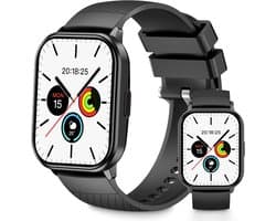 Smartwatch voor dames en heren – Fitnesshorloge met belfunctie en sms-ontvangst – Bluetooth 5.3 fitnesstracker – IP67 waterdicht sporthorloge – Met functies zoals bloedzuurstof, hartslag, slaapkwaliteit, stappenteller en muziekbediening – Zwart