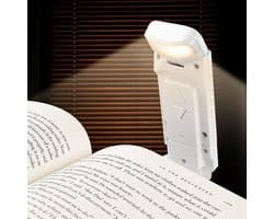 Oplaadbare Leeslamp - Boeklamp met Klem - Lezen in Bed - 3 Kleuren 5 Niveaus - Compact Ontwerp - Wit
