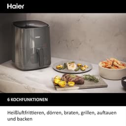 Heteluchtfriteuse - Airfryer Frituurpan - Gezond Koken - 6 Kookfuncties - 5 Liter Inhoud - Grijs — thumbnail 4