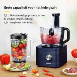 Celestul Keukenmachine - 1300W - Keukenrobot – Foodprocessor - 3.2L - Mengkom - Incl. Vleesmolen, Blender en extra 11 Accessoires - Zwart — thumbnail 3