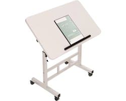Mobiel Sta-bureau Zit-sta bureau Verrijdbaar - Voor Thuiskantoor & Laptop - Verstelbare Hoogte - Witte Sta-tafel met Wielen - zit sta bureau verstelbaar bureau - Wit 60x40cm