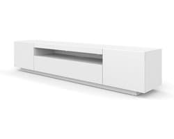 Tv-meubel - Onderkast Dressoir - Woonkamer Entertainment - Mat Zonder Verlichting - 200x37x41 cm - Wit