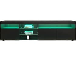 Tv-meubel - Televisiecommode - Woonkamer Inrichting - Hoogglans met LED - 180 x 45 x 35 cm - Zwart