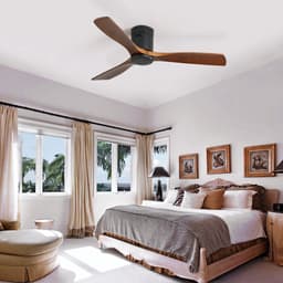 Re-purelife® Koel Zomer Collectie grote plafondventilator met licht voor woonkamer, eetkamer of ruime slaapkamer | ventilator met Metal & Wood | afstandsbediening, 6 snelheden en winterstand | 18W LED | modern design zwart 132 × 132 × 24 cm — thumbnail 1