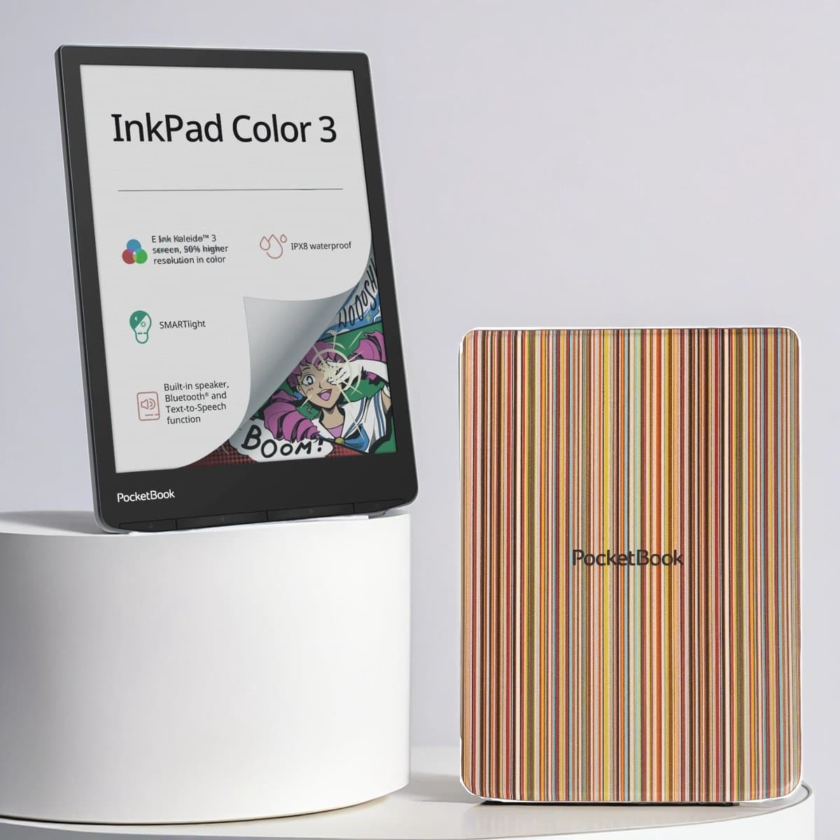 PocketBook InkPad Color 3 + Colorful Stripes Shell Cover - Voordeelbundel — afbeelding 1