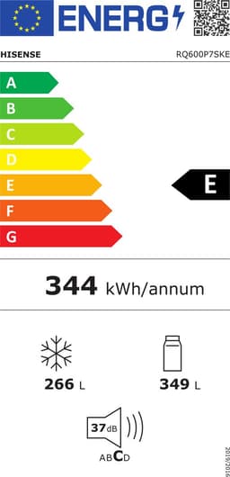 Hisense RQ600P7SKE - Amerikaanse koelkast - Energielabel E - PureView Door - 6,86" Intelligent Hub touchscreen display - Water- & ijsdispenser - Metal Tech Cooling - No Frost - Zwart - Multi-Air Flow - Super Cool - Fast Freeze - 37dB (A) - 615 Liter — thumbnail 2