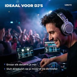 DJ koptelefoon - Vonyx HDX120SB - Over ear koptelefoon - Studio koptelefoon - Opbergtas - Aluminium — thumbnail 3