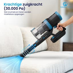CleanWise Rita Flex – Steelstofzuiger Draadloos met Gebogen Stang & Kruimeldieffunctie – Zonder Zak op Accu – 30kPa Zuigkracht – Groene Laser – HEPA 14 Filter – Tot 60 Min Accuduur – Voor Huisdierharen – Nederlands Product — thumbnail 4
