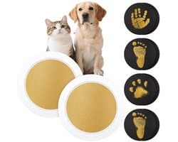 Inktkussenset voor huisdieren – 2-delige set (2 inktkussens + 4 vellen papier) – Pootafdrukken van honden & katten – Ideaal voor aandenkenalbums, doe-het-zelf-ansichtkaarten en herinneringen – Ook geschikt voor baby-aandenkens – 11 x 11 cm