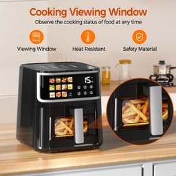 UrbanSelect Airfryer - Heteluchtoven - Heteluchtfriteuse - 8 Liter - 360° circulatie - Led-Touchscreen - Max 200°C - Zwart — thumbnail 6