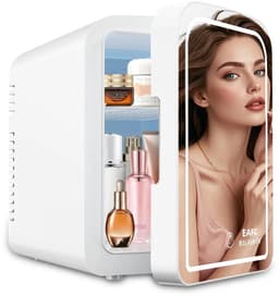 DIMICO - Mini Koelkast met Spiegel en Verlichting - Skincare Fridge Elektrisch - 6L - Wit - Make Up en Beauty - Compact Design — thumbnail 1