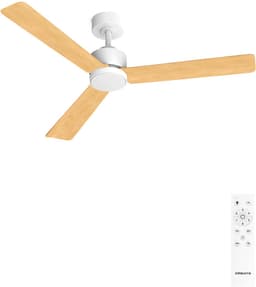 CREATE - Stille plafondventilator 40W met licht - Wit / Licht hout - Ø132cm - Afstandsbediening - WIND MODERN — thumbnail 1