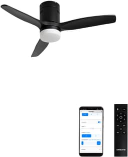 CREATE - Plafondventilator 40W silent 100% hout (Ø132cm) (ruimtes 10m²-25m²) - Zwart - Met licht - WIFI + Afstandsbediening - WIND CALM NATURAL WOOD — thumbnail 1