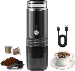 Draagbare elektrische espressomachine, bediening met één knop, met indicatielampje, draadloos, oplaadbaar, geschikt geschikt voor chocoladetheecapsules, gemalen koffie en theepoeder, perfect geschikt voor gebruik thuis, in de auto of onderweg. — thumbnail 1