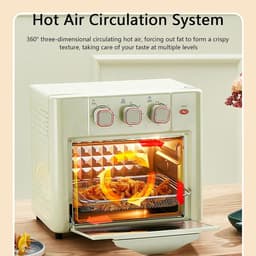 Heteluchtoven - Elektrische Oven - Huishoudelijk Gebruik - 360 Graden Hetelucht - 18 Liter - Lichtgroen — thumbnail 2