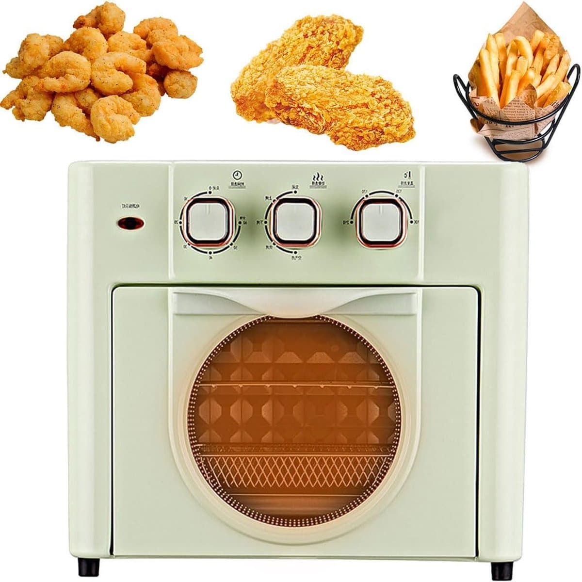 Heteluchtoven - Elektrische Oven - Huishoudelijk Gebruik - 360 Graden Hetelucht - 18 Liter - Lichtgroen — afbeelding 1