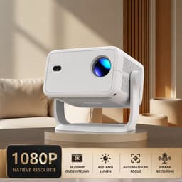 Sello! beamer – smart projector – 1080P Full HD – 650 ANSI helderheid - 360° draaibaar – auto focus – bleutooth – android 14 – wit — thumbnail 2