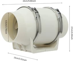 ELYSIVM Ventilator - Ventilatoren - Kanaal Ventilator - Kanaalventilator - Inline Afzuigventilator - Ventilatieventilator - 220 m³/u Luchtstroom - 28W - 2600 RPM - 9,5 cm Aansluiting - Wit — thumbnail 5