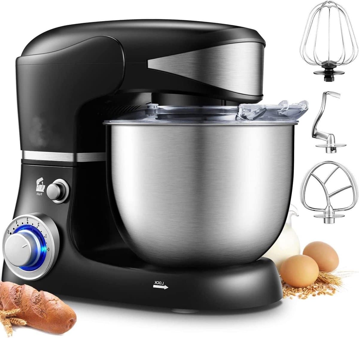 Keukenmachine - Mixer Robot - Bakken Koken - Planetair Mengsysteem - 6 Liter Kom - Zwart — afbeelding 1