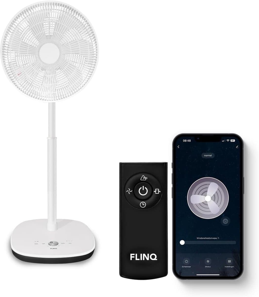 Slimme Ventilator - Staande Waaier - Comfortabele Verkoeling - 12 Snelheden - 90° Zwenkfunctie - Wit — afbeelding 1