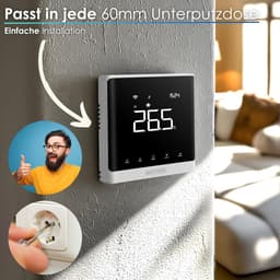 Slimme Thermostaat - Vloerverwarming Bediening - Temperatuur Regelen - App Bediening Zonder Hub - 60mm Inbouwdoos - Wit — thumbnail 4