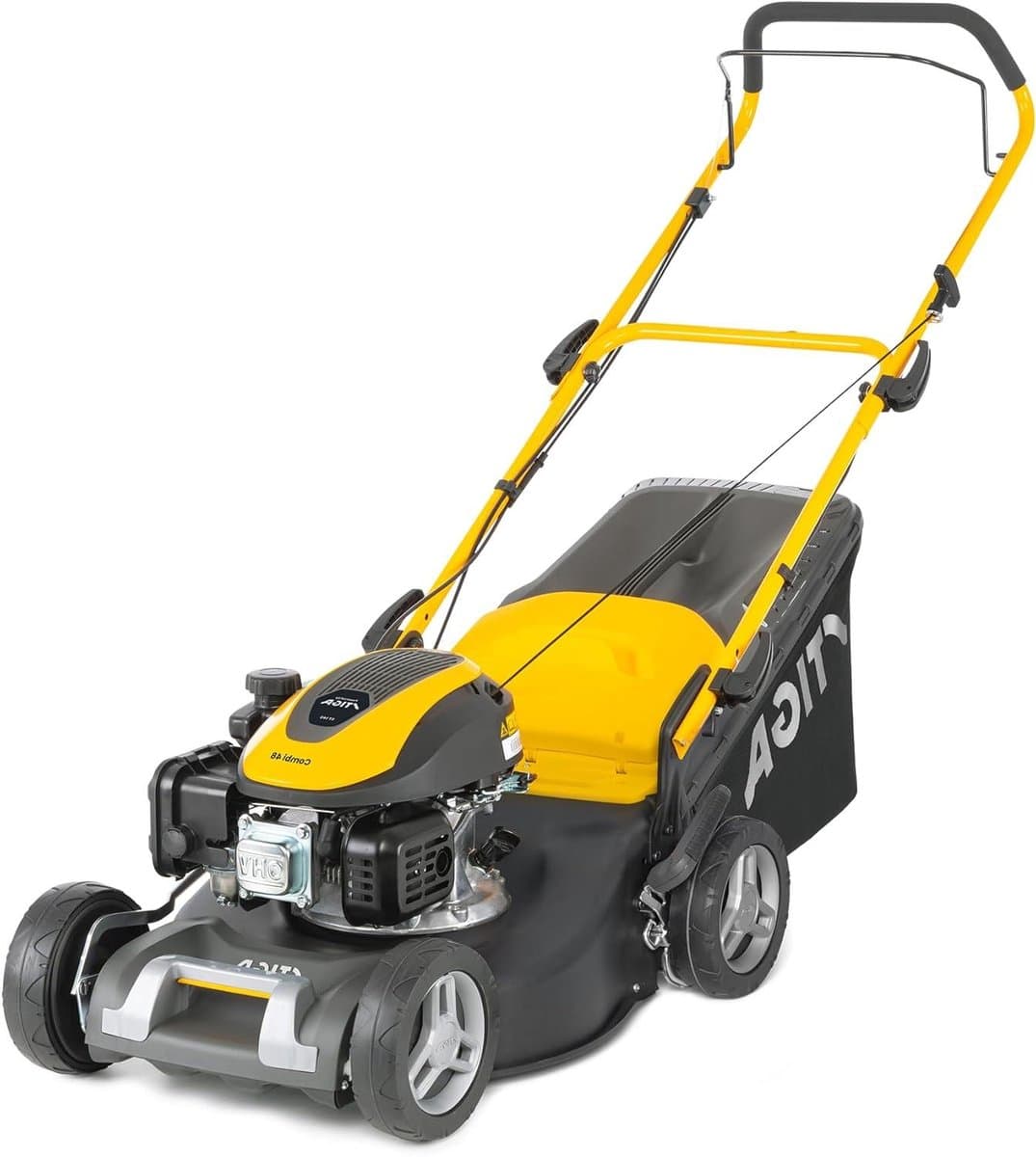 Benzine Grasmaaier - Duwmaaier Gazon - Gazon Onderhoud - Opvouwbare Handgreep - 46 cm Maaibreedte - Geel — afbeelding 1