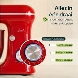 Vivid Green 1500W Keukenrobot - 5L Mengkom - 10 Snelheden - Keukenmixer - Keukenmachine - Rood — thumbnail 3