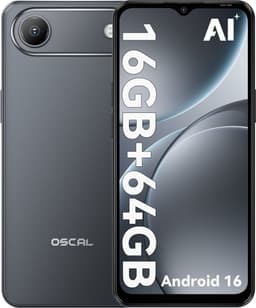 OSCAL FLAT 3C Smartphone - 4G Dual SIM - 16GB RAM - 64GB ROM - 6,56 inch - Android 16 Telefoon - 5000mAh 336Uren - 32MP - GPS - Zwart — thumbnail 1