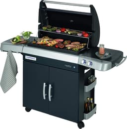 Gasbarbecue 171 x 66 x 150 cm – 3 Branders BBQ Grillwagen met Keramische Infraroodbranders, Groot Gietijzeren Grilloppervlak, Dekselthermometer, Zijtafels & InstaClean Systeem – HomebyNicole — thumbnail 1