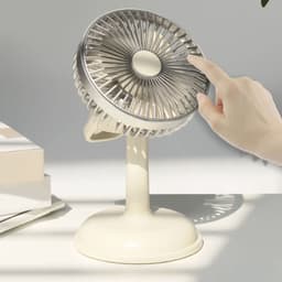 Allecto - Vintage Bureauventilator - Retro Tafelventilator - Draagbaar en Oplaadbaar - Licht geel - Makkelijk Schoon Te Maken - Geschikt voor Stude.. — thumbnail 2
